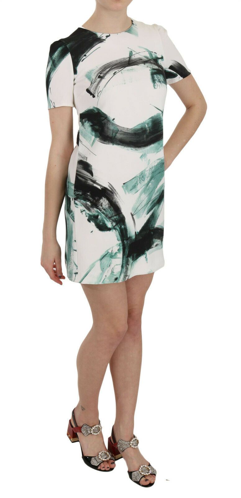 Robe courte mini Dolce & Gabbana blanc noir bleu coupe droite