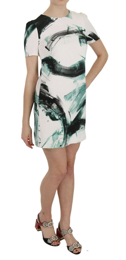 Robe courte mini Dolce & Gabbana blanc noir bleu coupe droite
