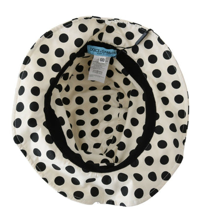 Chapeau Trilby Dolce & Gabbana blanc 100 % coton à pois