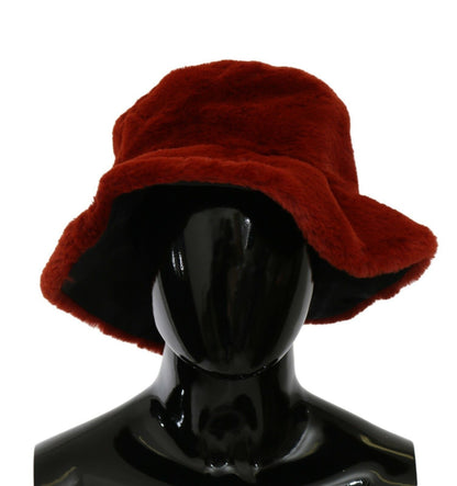 Chapeau bob Dolce & Gabbana bordeaux en fausse fourrure à larges bords