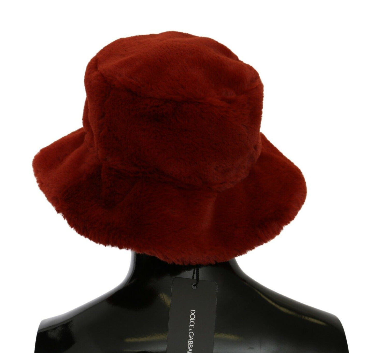 Chapeau bob Dolce & Gabbana bordeaux en fausse fourrure à larges bords