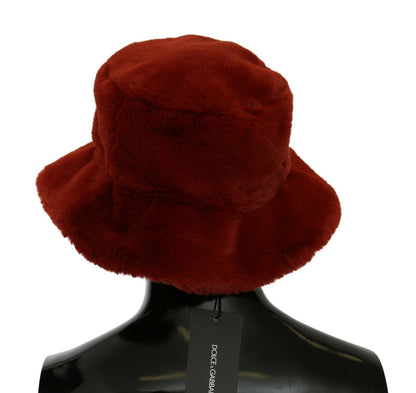 Chapeau bob Dolce & Gabbana bordeaux en fausse fourrure à larges bords