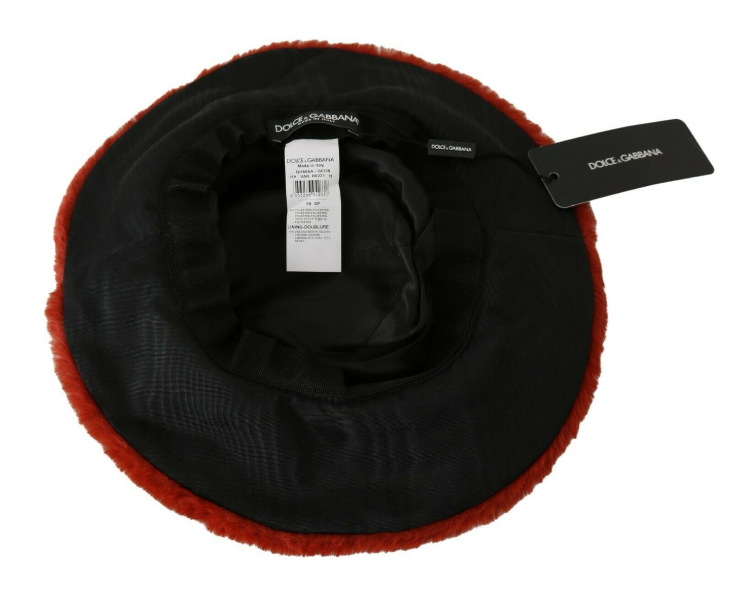 Chapeau bob Dolce & Gabbana bordeaux en fausse fourrure à larges bords