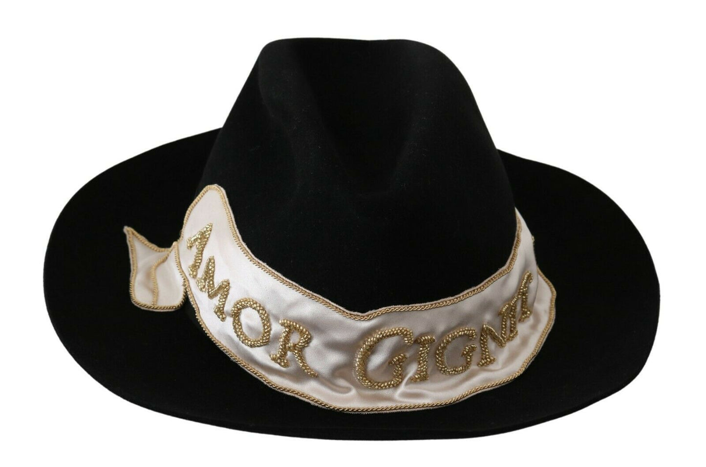 Chapeau Panama à larges bords Dolce & Gabbana en lapin noir Amor Gignit