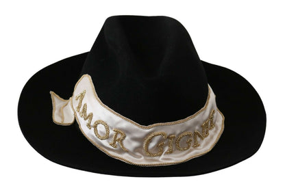 Chapeau Panama à larges bords Dolce & Gabbana en lapin noir Amor Gignit
