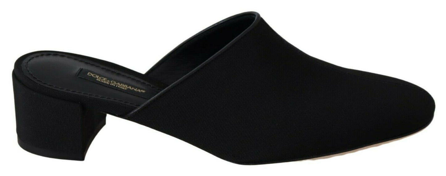 Sandales plates Dolce & Gabbana en gros-grain noir pour femme