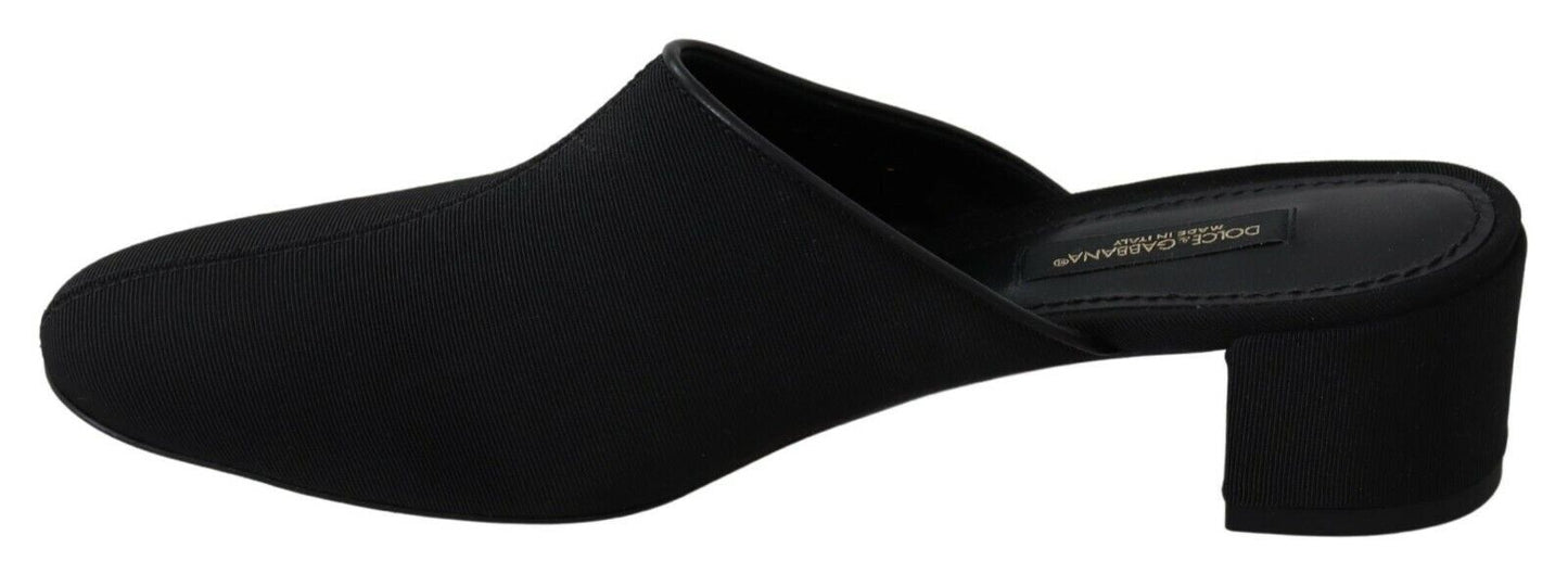 Sandales plates Dolce & Gabbana en gros-grain noir pour femme