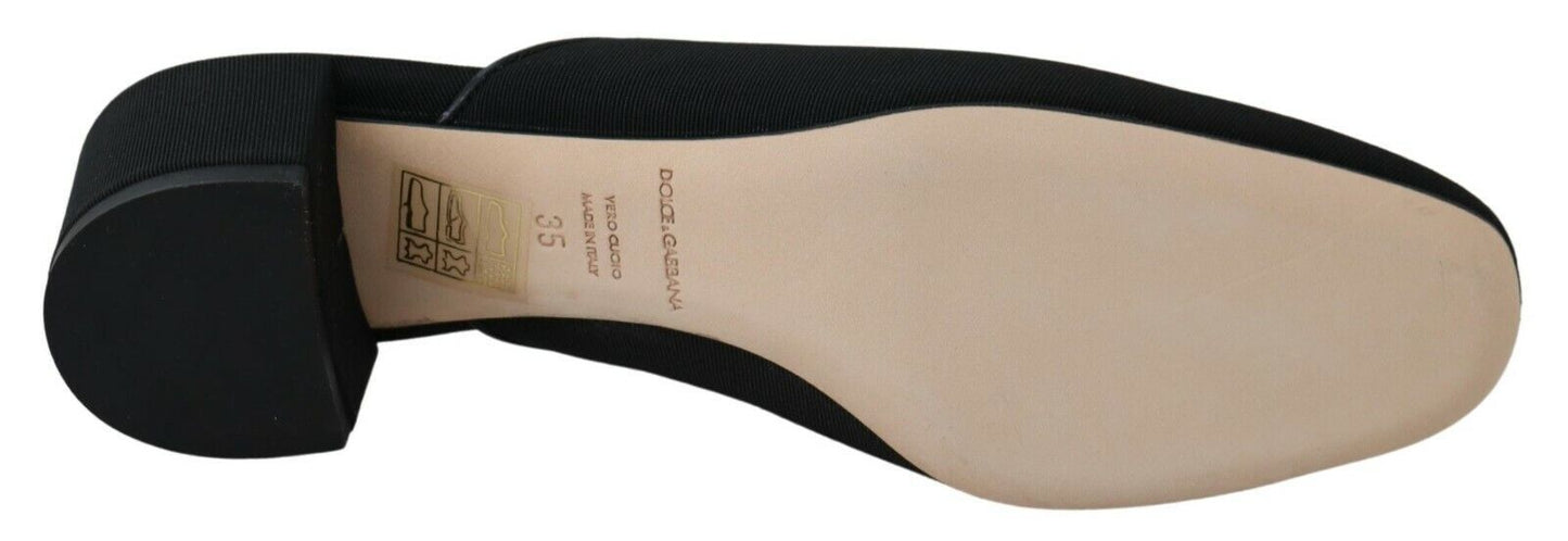 Sandales plates Dolce & Gabbana en gros-grain noir pour femme