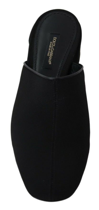 Sandales plates Dolce & Gabbana en gros-grain noir pour femme