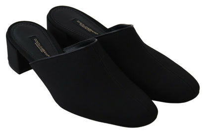 Sandales plates Dolce & Gabbana en gros-grain noir pour femme