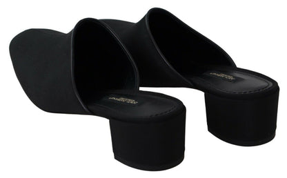 Sandales plates Dolce & Gabbana en gros-grain noir pour femme
