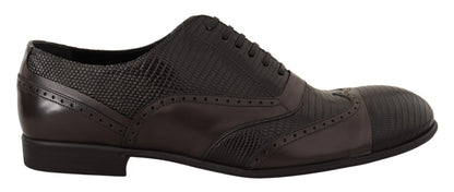 Chaussures Richelieu en cuir de lézard marron Dolce & Gabbana