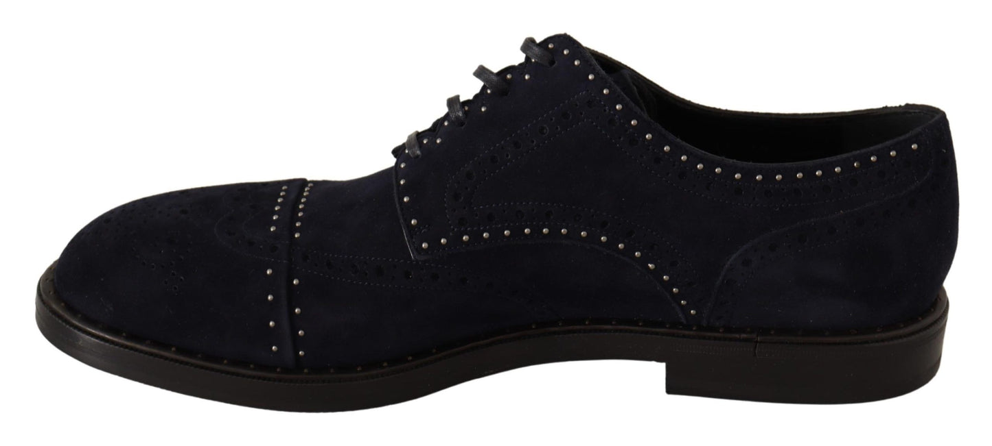 Chaussures Richelieu cloutées en daim bleu Dolce & Gabbana