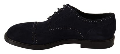 Chaussures Richelieu cloutées en daim bleu Dolce & Gabbana
