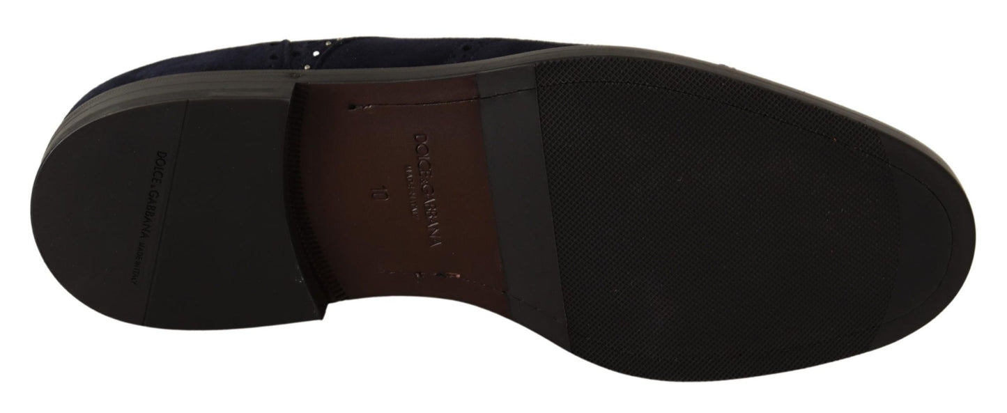 Chaussures Richelieu cloutées en daim bleu Dolce & Gabbana