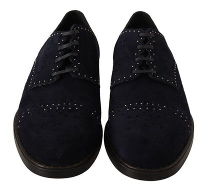 Chaussures Richelieu cloutées en daim bleu Dolce & Gabbana