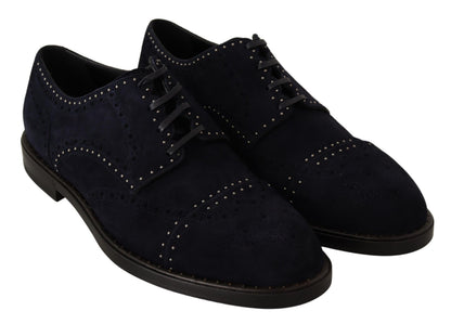 Chaussures Richelieu cloutées en daim bleu Dolce & Gabbana