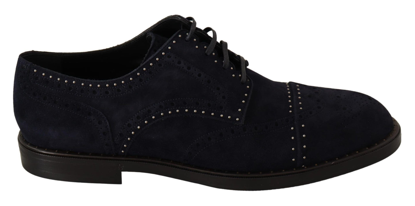 Chaussures Richelieu cloutées en daim bleu Dolce & Gabbana