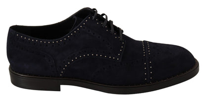 Chaussures Richelieu cloutées en daim bleu Dolce & Gabbana