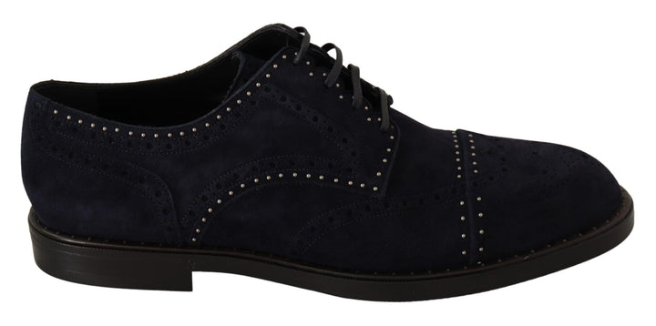 Zapatos Dolce & Gabbana Derby de Ante Azul con Tachuelas