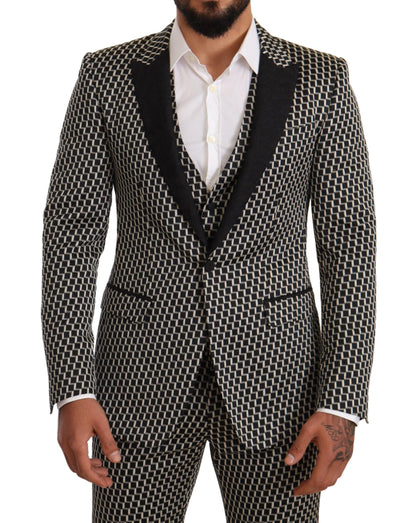 Ensemble de costume 3 pièces Dolce & Gabbana à carreaux noirs et blancs MARTINI