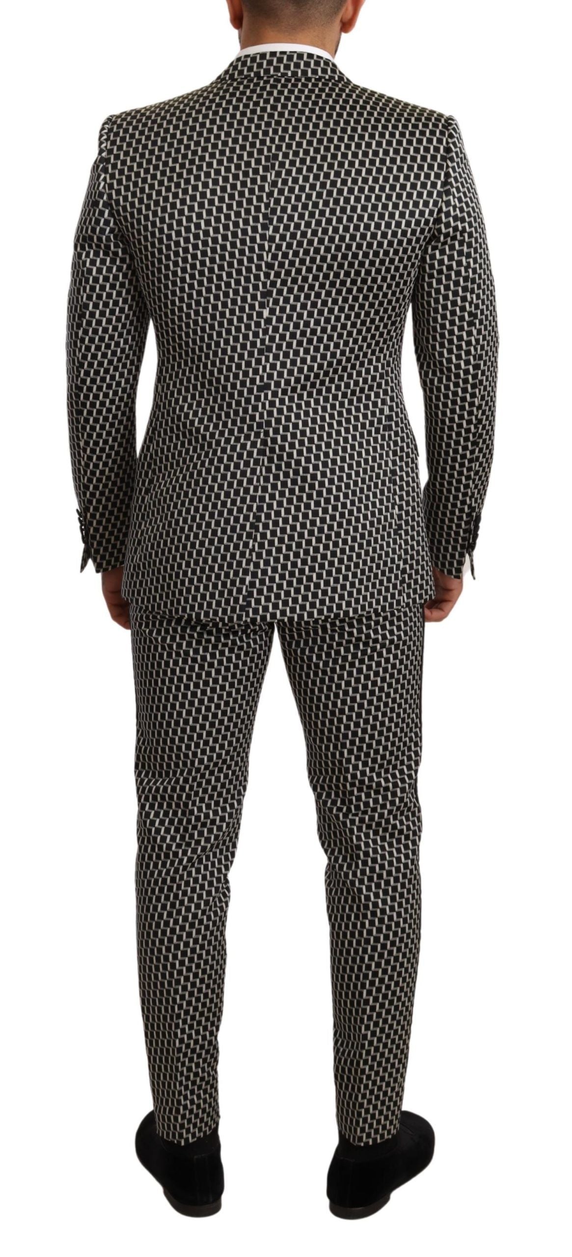 Ensemble de costume 3 pièces Dolce & Gabbana à carreaux noirs et blancs MARTINI
