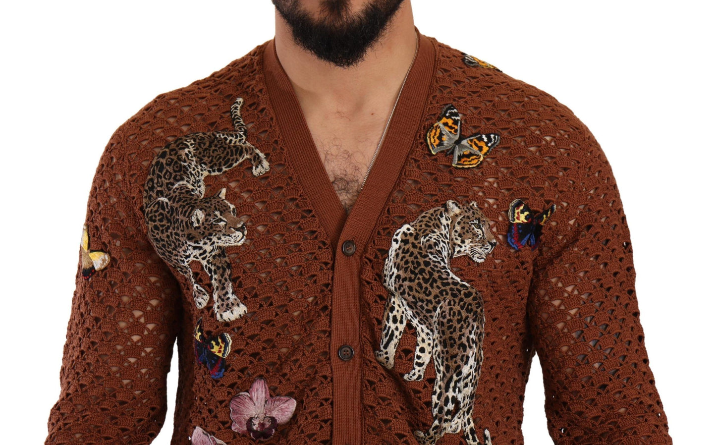 Cardigan en tricot Dolce & Gabbana léopard marron papillon