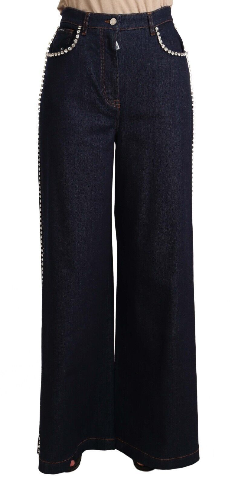 Jean évasé Dolce & Gabbana orné de cristaux bleu foncé
