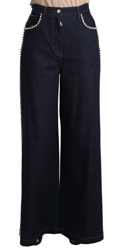 Jean évasé Dolce & Gabbana orné de cristaux bleu foncé