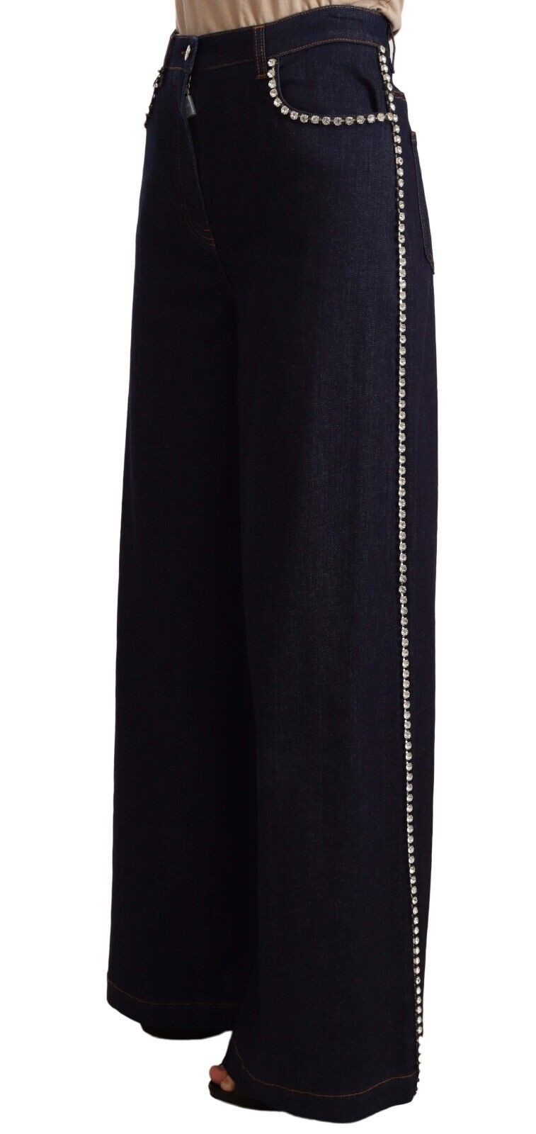 Jean évasé Dolce & Gabbana orné de cristaux bleu foncé