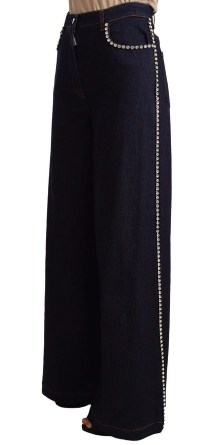 Jean évasé Dolce & Gabbana orné de cristaux bleu foncé