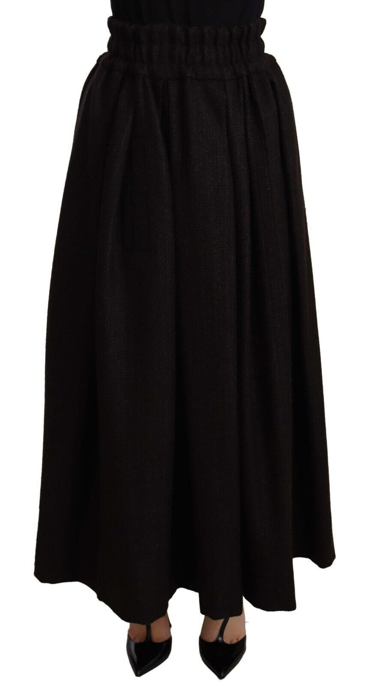 Falda larga de lana negra de talle alto Dolce & Gabbana