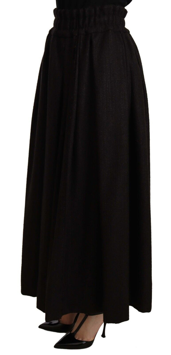 Falda larga de lana negra de talle alto Dolce & Gabbana