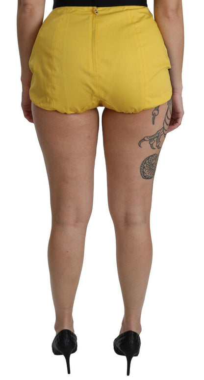 Short en coton jaune et noir orné de bijoux Dolce & Gabbana