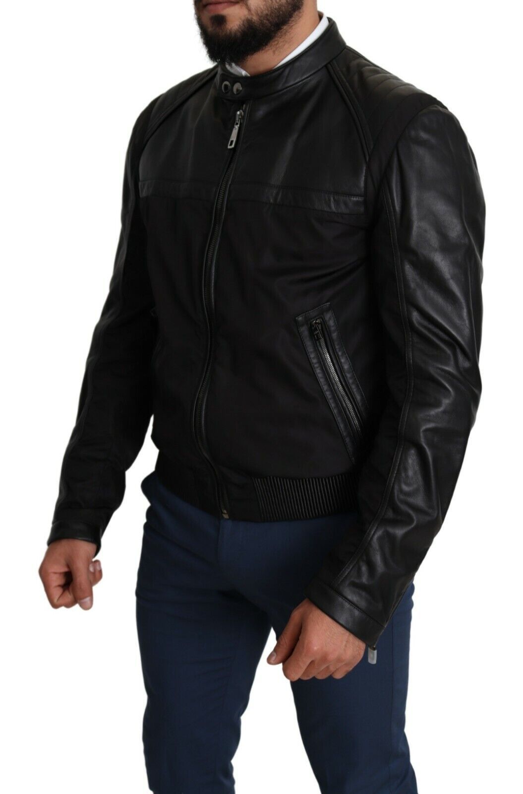Dolce & Gabbana Blouson bombardier homme en nylon noir, fermeture éclair intégrale