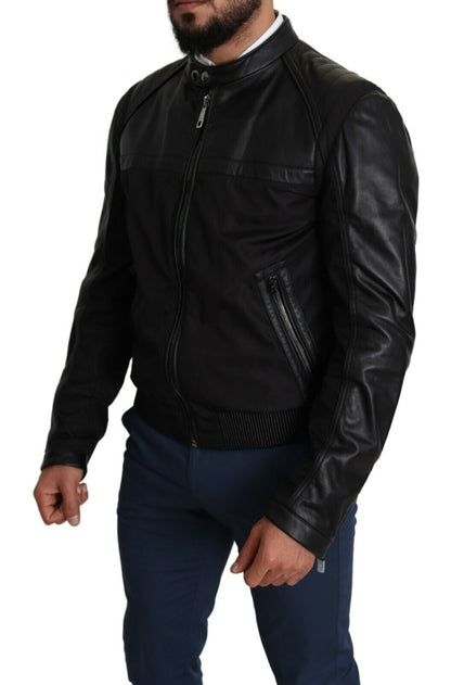 Dolce & Gabbana Blouson bombardier homme en nylon noir, fermeture éclair intégrale