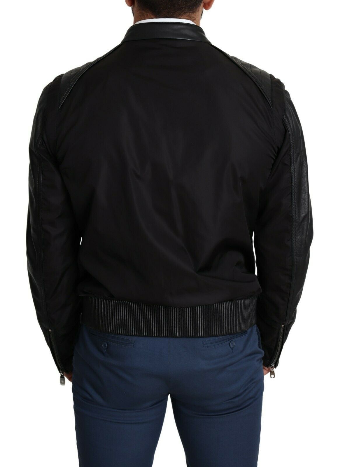 Dolce & Gabbana Blouson bombardier homme en nylon noir, fermeture éclair intégrale