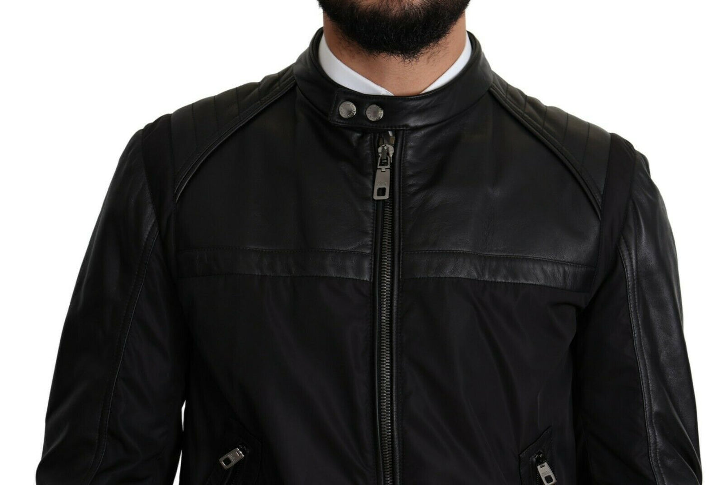 Dolce & Gabbana Blouson bombardier homme en nylon noir, fermeture éclair intégrale