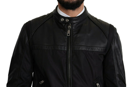 Dolce & Gabbana Blouson bombardier homme en nylon noir, fermeture éclair intégrale