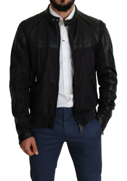 Dolce & Gabbana Blouson bombardier homme en nylon noir, fermeture éclair intégrale