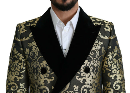 Manteau long Dolce & Gabbana en jacquard noir et or, veste SICILIA