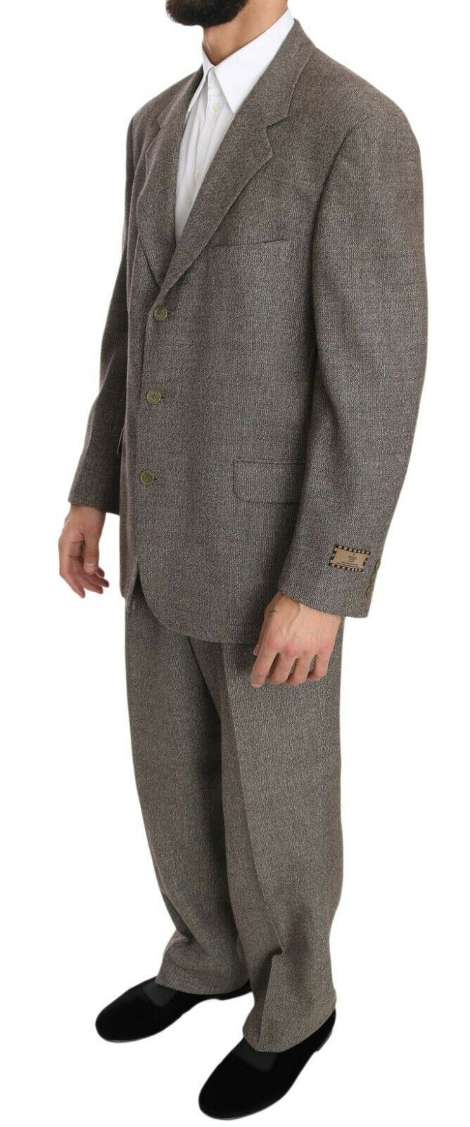 Traje de una hilera de botones Fendi de lana marrón de corte regular