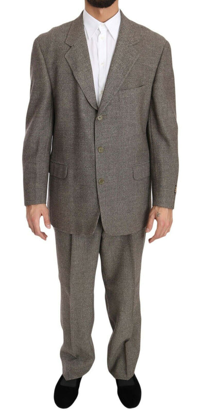 Traje de una hilera de botones Fendi de lana marrón de corte regular