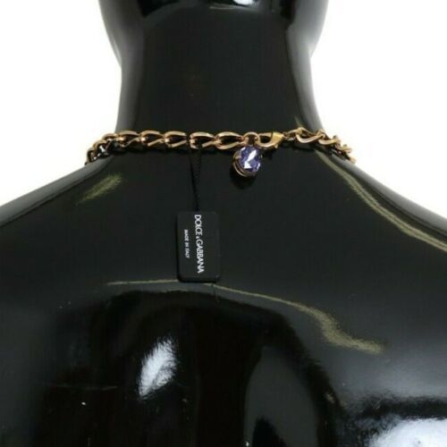Pendentifs Dolce & Gabbana en laiton or rose, cristal et perle violette