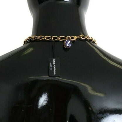 Pendentifs Dolce & Gabbana en laiton or rose, cristal et perle violette
