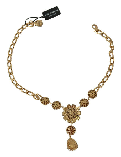 Pendentifs Dolce & Gabbana en laiton or rose, cristal et perle violette