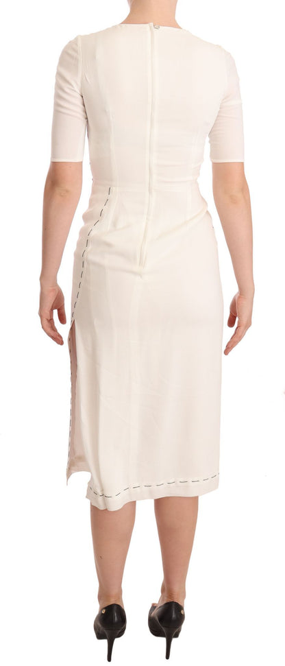 Robe midi Dolce & Gabbana en crêpe blanc imprimé floral avec fente