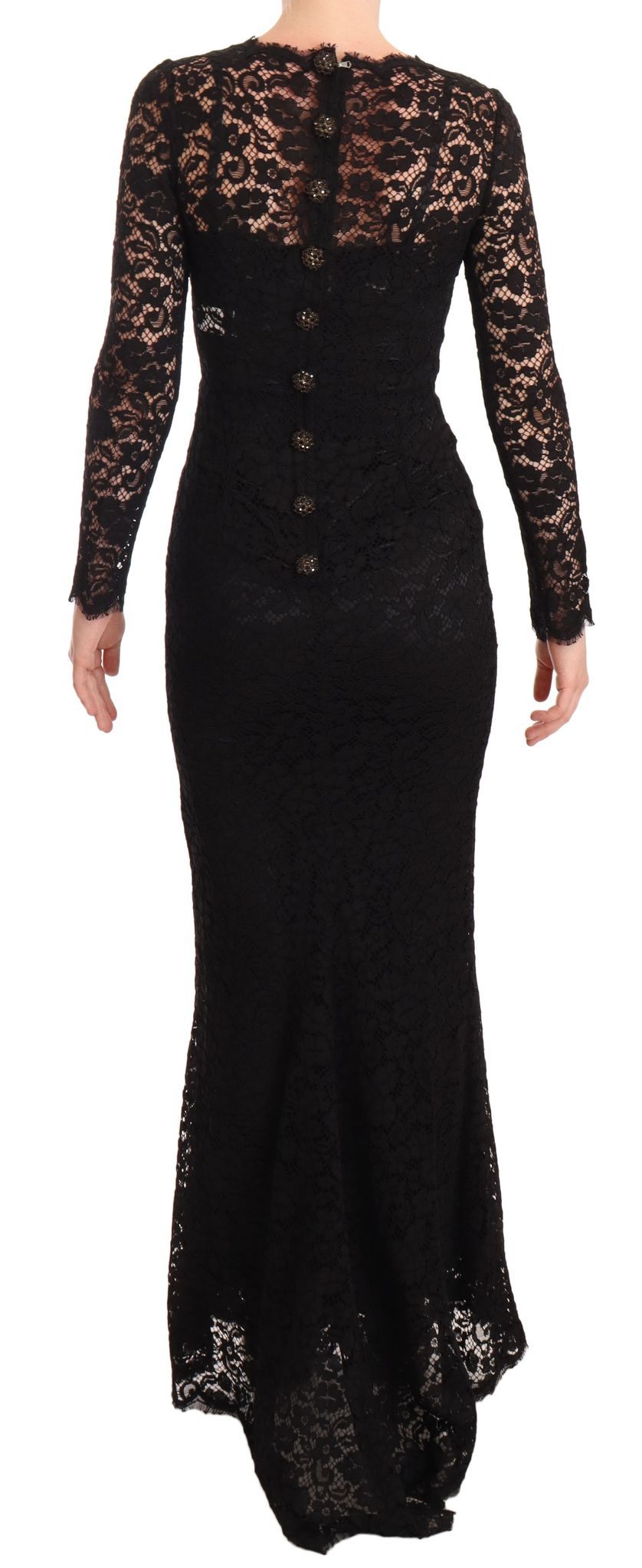 Robe sirène Dolce & Gabbana en dentelle de coton noire à manches longues