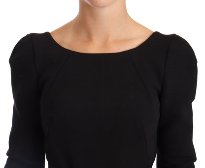 Robe fourreau Dolce & Gabbana en laine stretch noire à dos ouvert