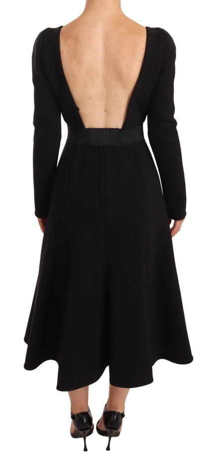 Robe fourreau Dolce & Gabbana en laine stretch noire à dos ouvert